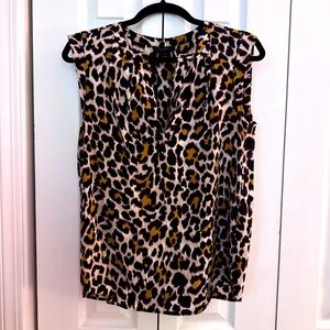 J.Crew Sleeveless Leopard Split-Neck Top